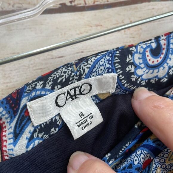 CATO WIDE LEG PANTS IN BLUE PAISLEY PRINT - Picture 5 of 6